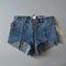 Fashion Zipper Design Irregular Hem Denim Shorts