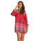 Ethnic Style V Neck Flare Sleeve Loose Mini Dress