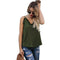 Women Simple V Neck Ruffled Side-slit Loose Pattern Camisole