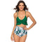 Sexy Women V Neck Ruffled Floral Print High-waisted Two-pieces Swimsuit