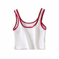 Fashion Stripe Color Blocking Design Women Summer Cropped Tank Top
