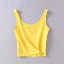 Hot Sale Simple Solid Color V Neck Cropped Tank Top