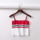 Color Matching Stripe Print Knitted Cropped Camisole