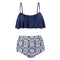 Hot Sale Women Casual Flounce High-waisted Two-pieces Spaghetti Strap Swimsuit