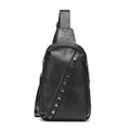 Cool Men Streetstyle Solid Color Rivet Decor PU Leather Chest Pack
