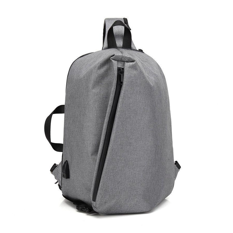 Fashion Men Casual Style Solid Color Irregular Zipper Design Crossbody Bag