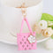 Creative Contrast Flower Mini Bag Shaped Women Tassel Keychain
