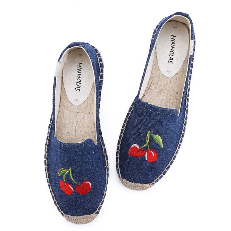 Fashion Cartoon Embroidered Espadrilles Flat Loafers Shoes