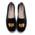 Elephant Embroidered Canvas Upper Flat Espadrilles Shoes
