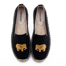Elephant Embroidered Canvas Upper Flat Espadrilles Shoes