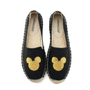 Literature Style Mickey Embroidered Solid Color Flat Loafers Shoes