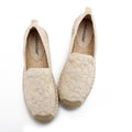 Women Flower Embroidered Solid Color Flat Espadrilles Shoes