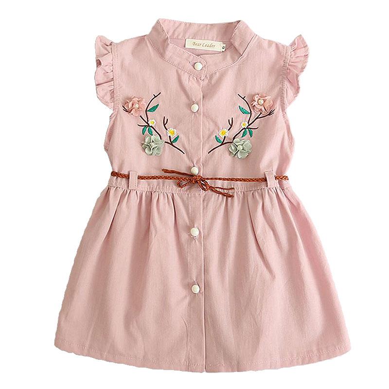 Kids Girl Flower Design Ruffle Sleeves Cute Dress