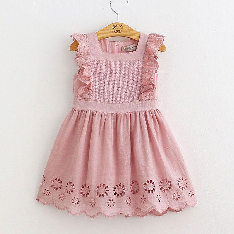 Girl Embroidered Sleeveless Casual Dress