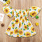 Fashion Kid Girl Sunflower Print Off Shoulder Sundress