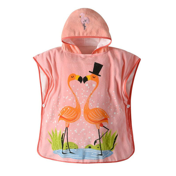 Child Swan Print Hooded Bathrobe