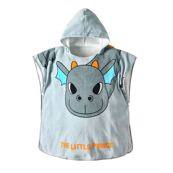 Kid Cotton Grey Dinosaur Print Hooded Bath Towel