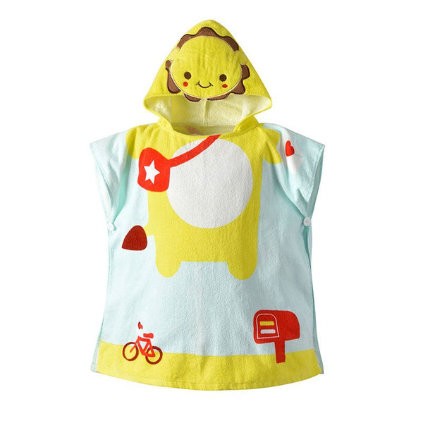 Child Cute Smile Print Hooded Bathrobe