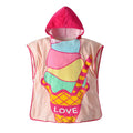 Kid Cotton Ice Cream Print Hooded Bathrobe