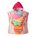 Kid Cotton Ice Cream Print Hooded Bathrobe
