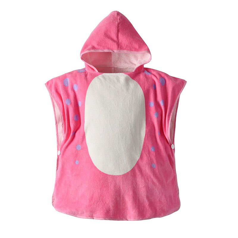 Kid Pink Dinosaur Pattern Hooded Bathrobe