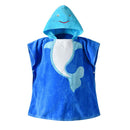 Child Whale Print Cotton Hooded Bathrobe