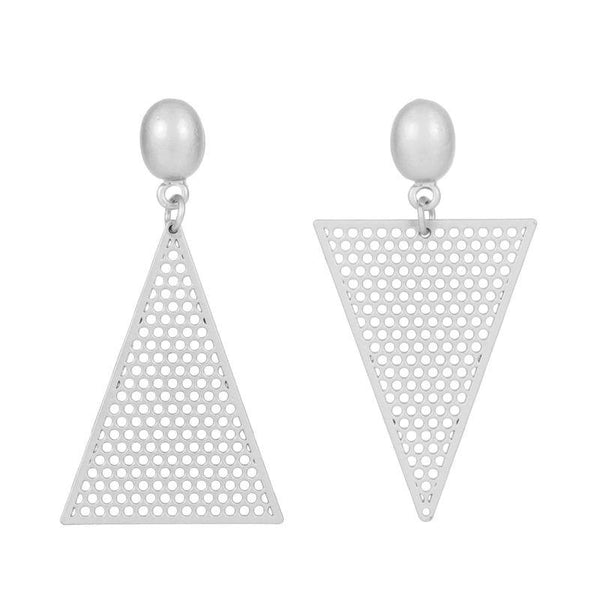 Asymmetric Design Women Hollow Triangle Shape Alloy Earrings