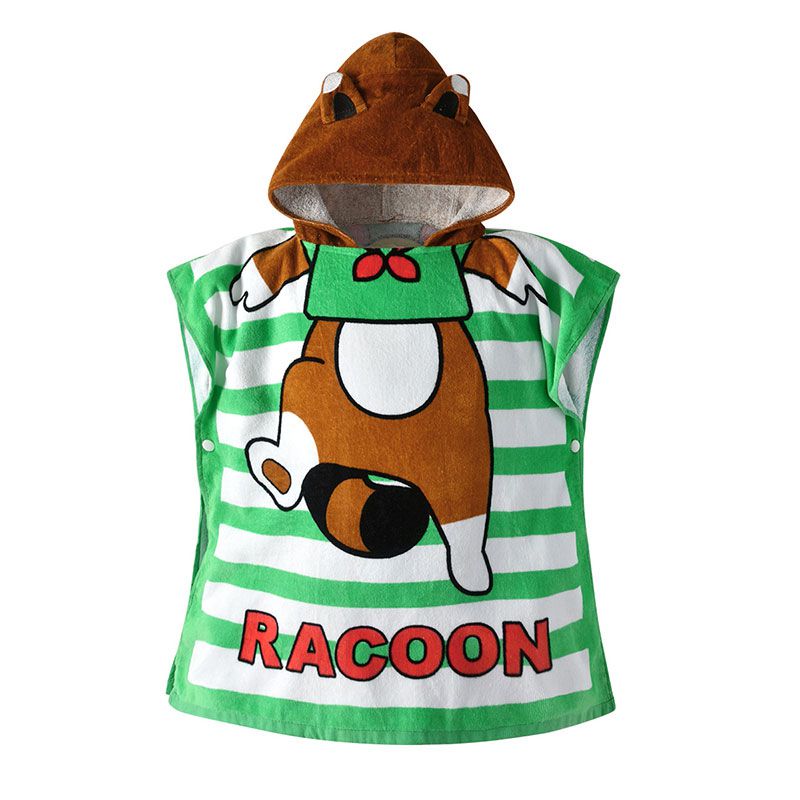 Child Cotton Cartoon Squirrel Print Hooded Bathrobe