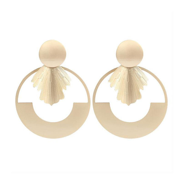 Hollow Round Shape Gold Plated Alloy Earrings