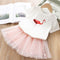 2 Pcs Girl Cotton Flamingo Print Casual Tees And Tutu Skirts Set
