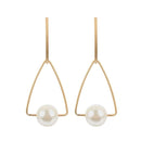 Elegant Women Simple Triangle Imitation Pearl Earrings