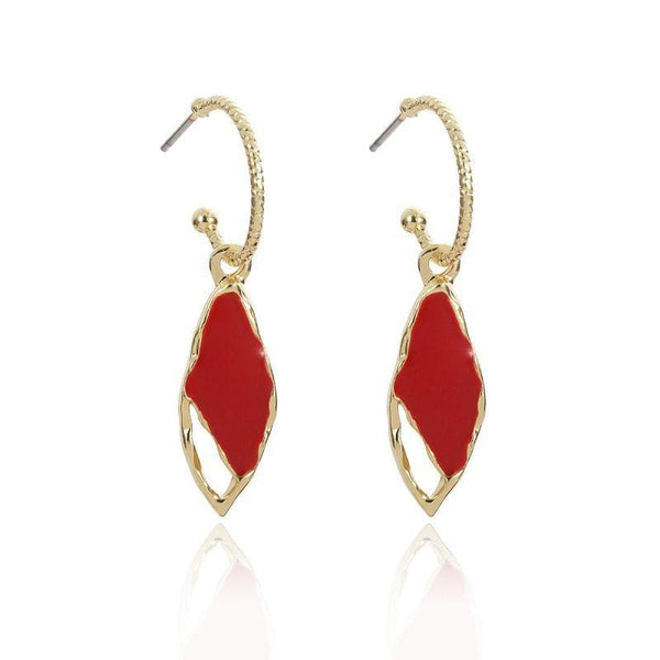 Women Irregular Geometric Shape Enameled Alloy Earrings