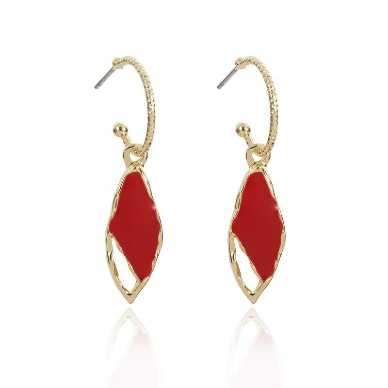 Women Irregular Geometric Shape Enameled Alloy Earrings