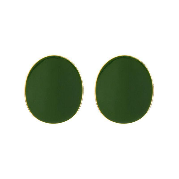 Hot Sale Oval Shape Enameled Women Simple Stud Earrings