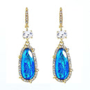 Elegant Aqua Crystal Stone Design Women Shiny Party Earrings