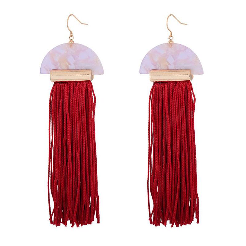 Exaggerated Long Length Tassel Fan Shape Acrylic Earrings