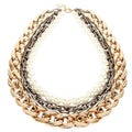 Women Creative Multilayer Chunky Chain Imitation Pearl Party Necklace