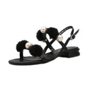 Fresh Style Fluffy Ball Pearl Decor Fashion Sandals Shoes