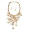 Exaggerated Multi-size Imitation Pearl Alloy Chain Tassel Women Party Necklace
