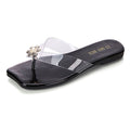 Flower Rhinestone Decor Transparent Strap Upper Vacation Style Flip-flop Slippers Shoes