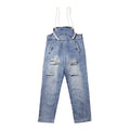 Creative Rope Design Women Loose Pattern Ripped Suspender Jeans