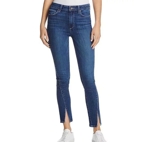 Hot Sale Campus Style Plain Pattern Side-slit Skinny Jeans