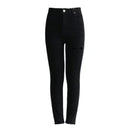 Women Sexy Ripped Design Plain Pattern Slimming Jeans