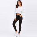 Creative Imitation Pearl Decor Women Casual Skinny Jeans