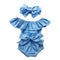 2 Pcs Baby Girl Bowknot Design Denim Bodysuit And Headband