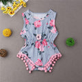 Baby Girl Clothing Floral Print Tassel Design Romper