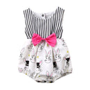 Baby Girl Bunny Print Patchwork Sleeveless Bodysuit