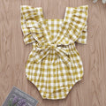 Baby Girl Yellow Plaid Print Ruffle Sleeve Bodysuit