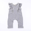 Baby Stripe Print Ruffle Design Jumpsuit