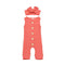 2 Pcs Baby Girl Cotton Candy Color Button Design Jumpsuit And Headband